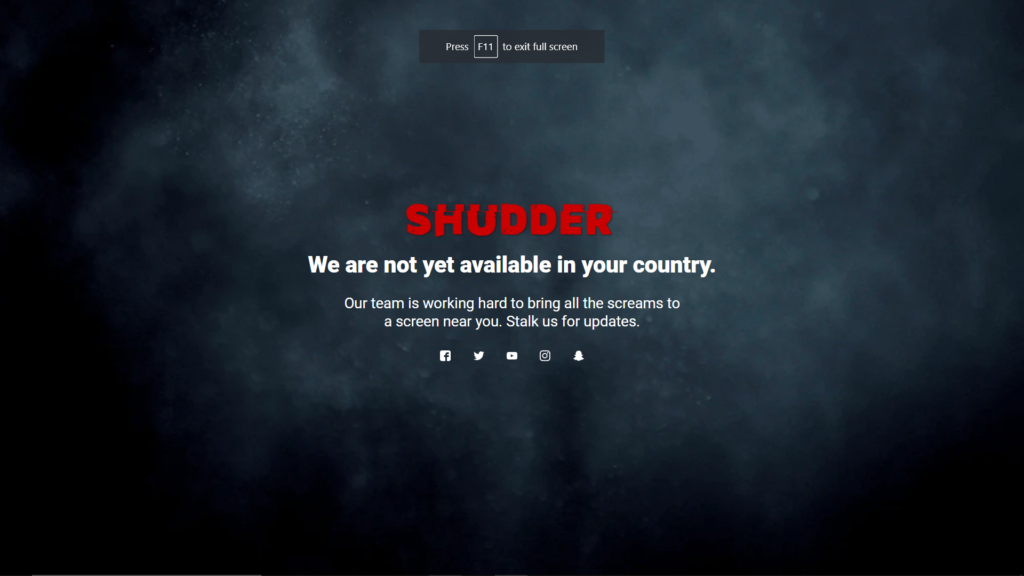 Shudder Is Not Available In Your Region